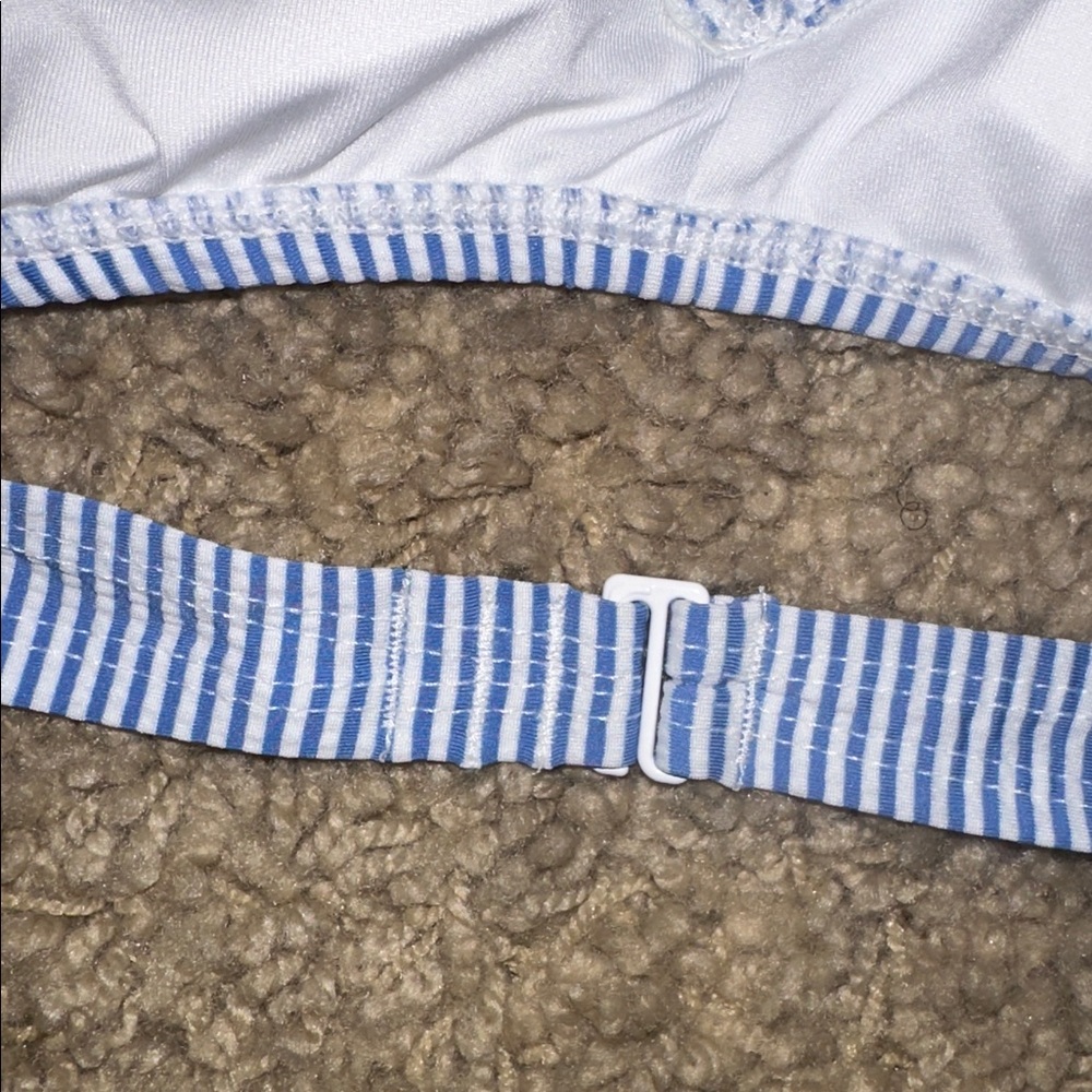 NWT J. Crew Blue and White Seersucker Tie Bikini Top (XXL) - Picture 6 of 8